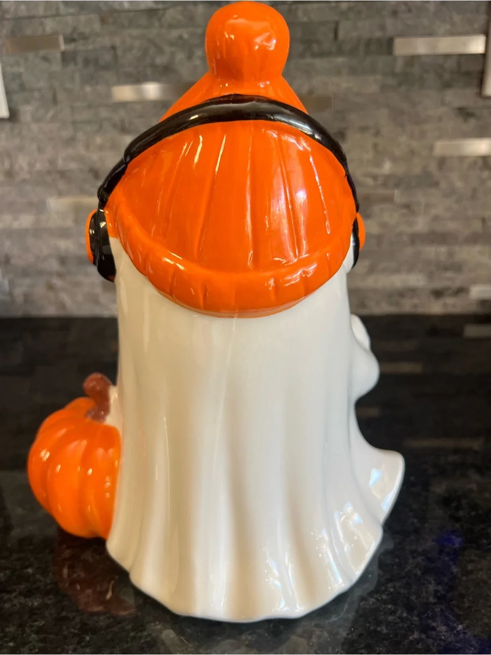 GHOULISH LED Light Up Ceramic Ghost With Headphones, Coffee & Pumpkin